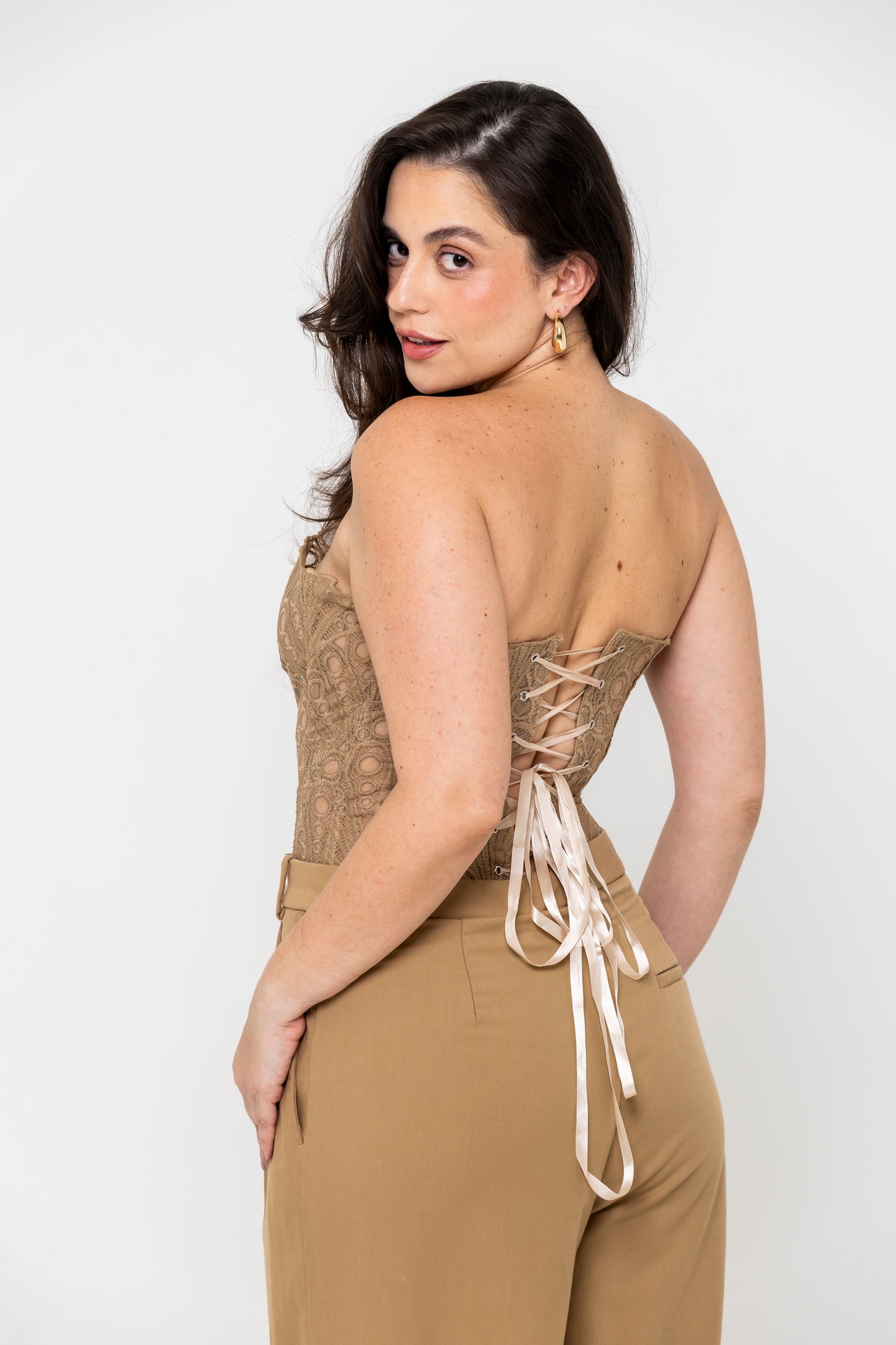 The Eliana Embroidery Corset - Champagne Gold